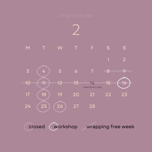 2月shop calendar